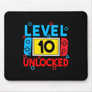 Level 10 Unlocked Gamer 10th Birthday Video Game B Mouse Pad