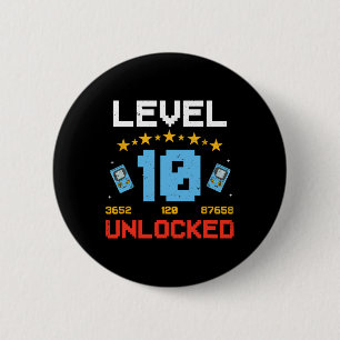 Level 10 Unlocked Kids 10th Birthday Vintage Video 2 Inch Round Button