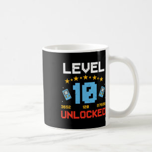 Level 10 Unlocked Kids 10th Birthday Vintage Video Coffee Mug