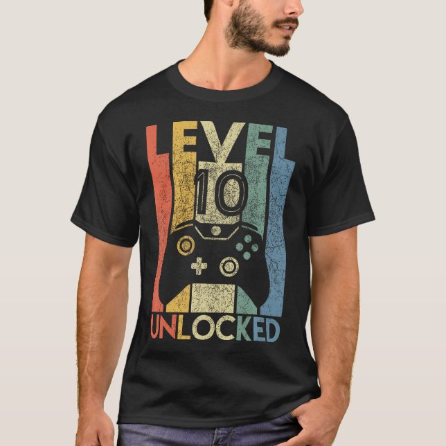 Level 10 Unlocked Shirt Funny Video Gamer 10Th Bir (Front)