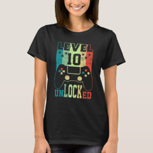 Level 10 Unlocked Shirt Funny Video Gamer 10th Bir