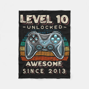 Level 10 Unlocked Video Game 10th Birthday 10 Yr O Fleece Blanket