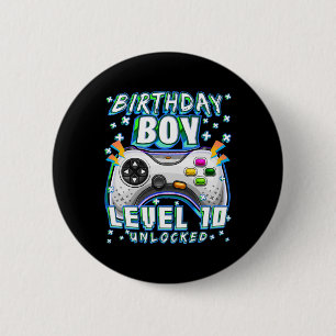 Level 10 Unlocked Video Game 10th Birthday Gamer B 2 Inch Round Button