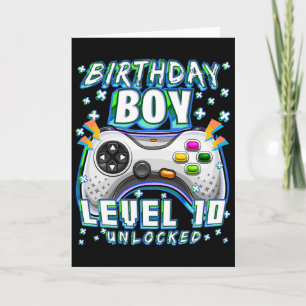 Level 10 Unlocked Video Game 10th Birthday Gamer B Card