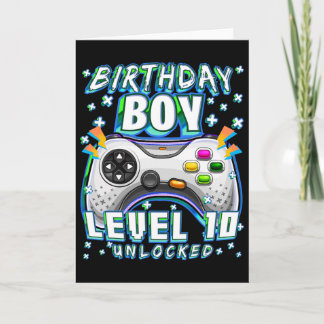 Level 10 Unlocked Video Game 10th Birthday Gamer B Card