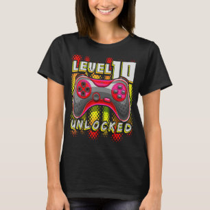 Level 10 Unlocked Video Game 10th Birthday Gamer B T-Shirt