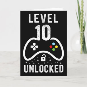 Level 10 Unlocked Video Game 10th Birthday Gift 1  Card