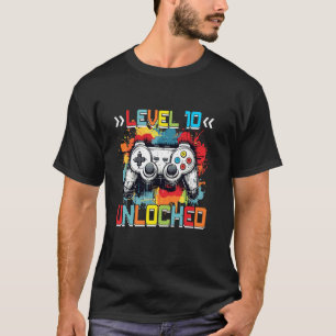 Level 10 Unlocked Video Game 10th Birthday Gifts B T-Shirt