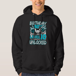Level 10 Unlocked Video Game Birthday Gamer Boys Hoodie