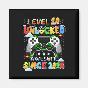 Level 10 Unlocked Video Gamer 10 Years Old 10 Birt Magnet
