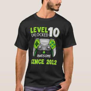Level 10 Unlocked Video Gamer 10 Years Old 10 Birt T-Shirt