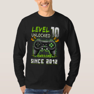 Level 10 Unlocked Video Gamer 10 Yrs Old 10 Birth T-Shirt
