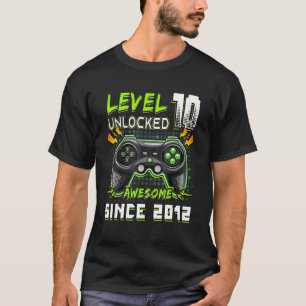 Level 10 Unlocked Video Gamer 10 Yrs Old  10 Birth T-Shirt