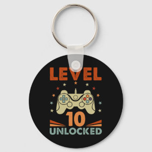 Level 10 Unlocked Video Gamer 10th Birthday 10 Yea Keychain