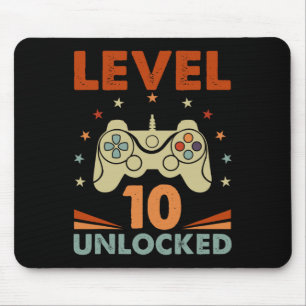 Level 10 Unlocked Video Gamer 10th Birthday 10 Yea Mouse Pad