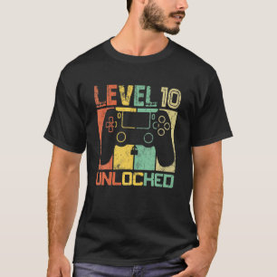 Level 10 Unlocked Video Gamer 10Th Birthday Gift T-Shirt