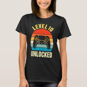 Level 10 Unlocked Video Gamer 10th Birthday T-Shirt