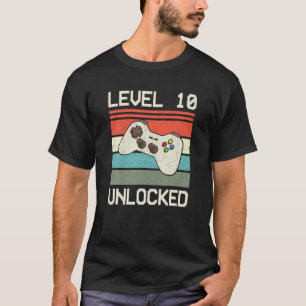 Level 10 Unlocked - Video Gamer Vintage 10Th Birth T-Shirt