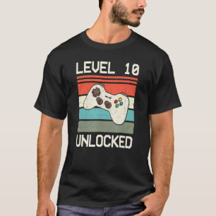 Level 10 Unlocked Video Gamer Vintage 10th Birthda T-Shirt