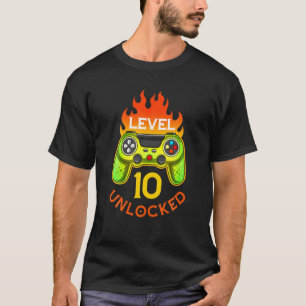 Level 10 Unlocked Videogamer Born In 2011 10 Years T-Shirt