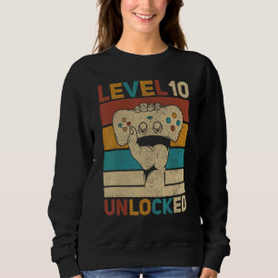 Level 10 Year Old Unlocked 10th Birthday Gamer Boy Sweatshirt