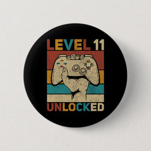 Level 11 Unlocked 11 Year Old Boy Bday Outfit 11th 2 Inch Round Button