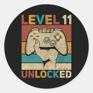 Level 11 Unlocked 11 Year Old Boy Bday Outfit 11th Classic Round Sticker