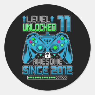 Level 11 Unlocked Awesome 2012 Video Game 11th Bir Classic Round Sticker