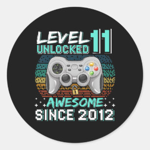 Level 11 Unlocked Awesome 2012 Video Game 11th Bir Classic Round Sticker
