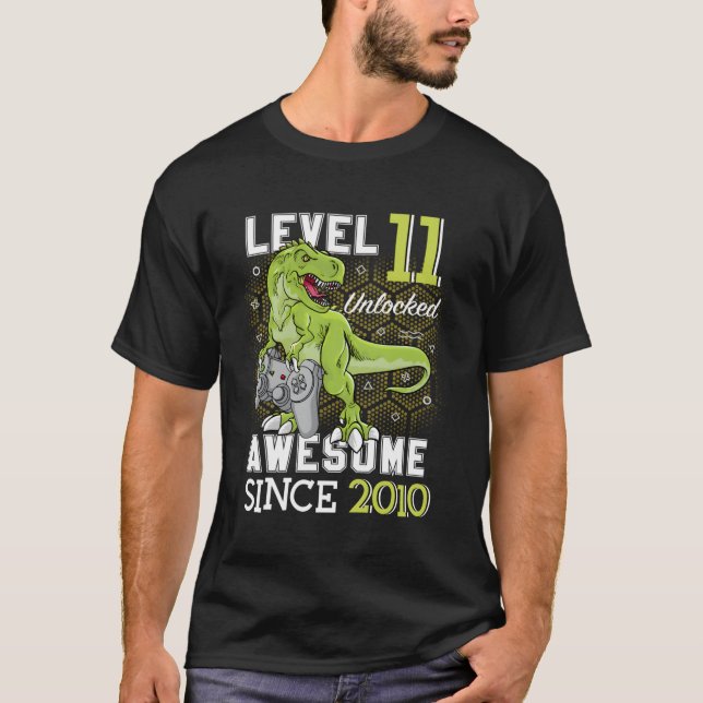 Level 11 Unlocked Awesome Since 2010 11 Year Gamer T-Shirt (Front)