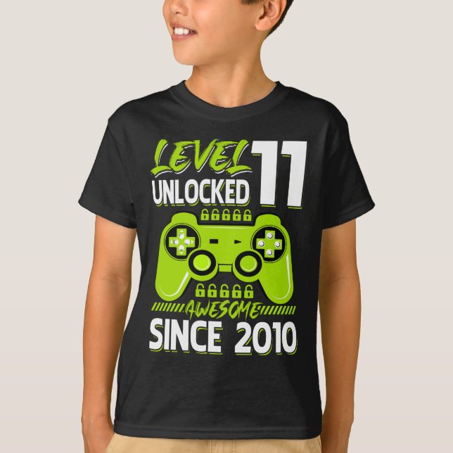 Level 11 Unlocked Awesome Since 2010 T-Shirt (Front)