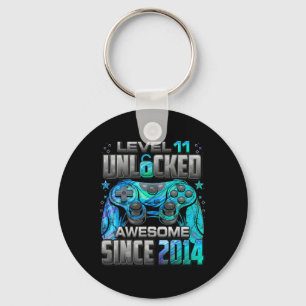 Level 11 Unlocked Awesome Since 2014 11th Birthday Keychain