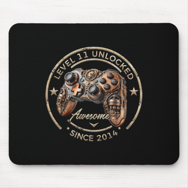 Level 11 Unlocked Awesome Since 2014 11th Birthday Mouse Pad (Front)