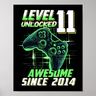 Level 11 Unlocked Awesome Since 2014 11th Birthday Poster