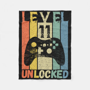 Level 11 Unlocked Birthday Shirt Gamer Shirt Boys Fleece Blanket