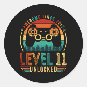 Level 11 Unlocked Gamer 11 11Th Bday Son Classic Round Sticker