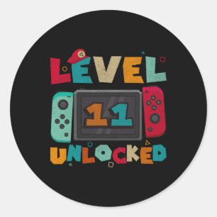 Level 11 Unlocked Gaming Birthday Boys 11th Birthd Classic Round Sticker