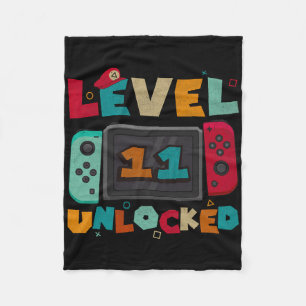 Level 11 Unlocked Gaming Birthday Boys 11th Birthd Fleece Blanket