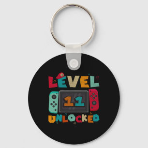 Level 11 Unlocked Gaming Birthday Boys 11th Birthd Keychain