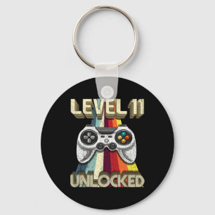 Level 11 Unlocked Retro Video Game 11th Birthday G Keychain