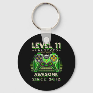 Level 11 Unlocked Video Game 11th Birthday 11 Yr O Keychain
