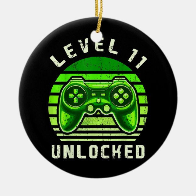 Level 11 Unlocked Video Game 11th Birthday Gamer Ceramic Ornament (Front)