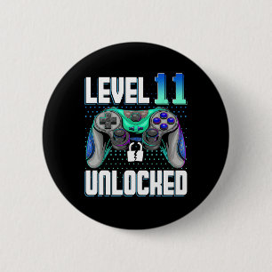 Level 11 Unlocked Video Game 11th Birthday Gamer G 2 Inch Round Button