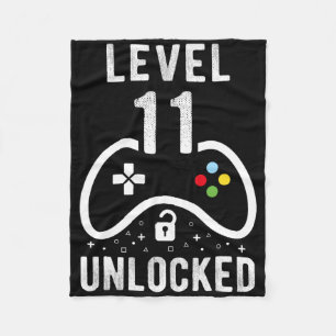 Level 11 Unlocked Video Game 11th Birthday Gift Fleece Blanket