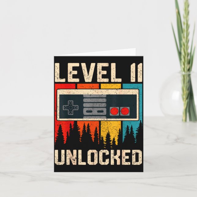 Level 11 Unlocked Video Game Controller Birthday M Card (Front)