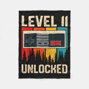 Level 11 Unlocked Video Game Controller Birthday M Fleece Blanket