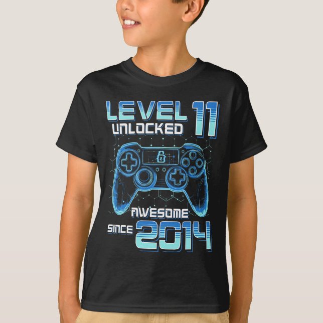 Level 11 Unlocked Video Game Party 11th Birthday G T-Shirt (Front)