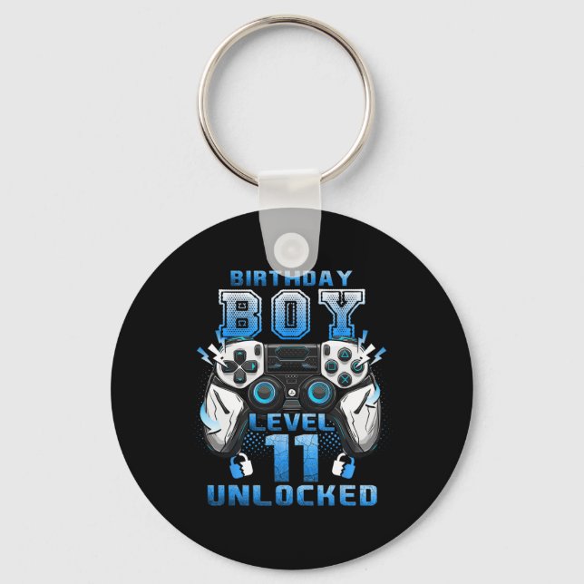 Level 11 Unlocked Video Gamer 11th Birthday Boys  Keychain (Front)