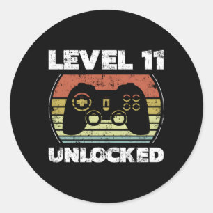 Level 11 Unlocked Video Gamer 11Th Classic Round Sticker
