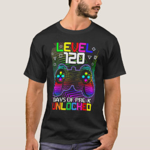 Level 120 Days Of Pre K Unlocked Video Game Pop It T-Shirt